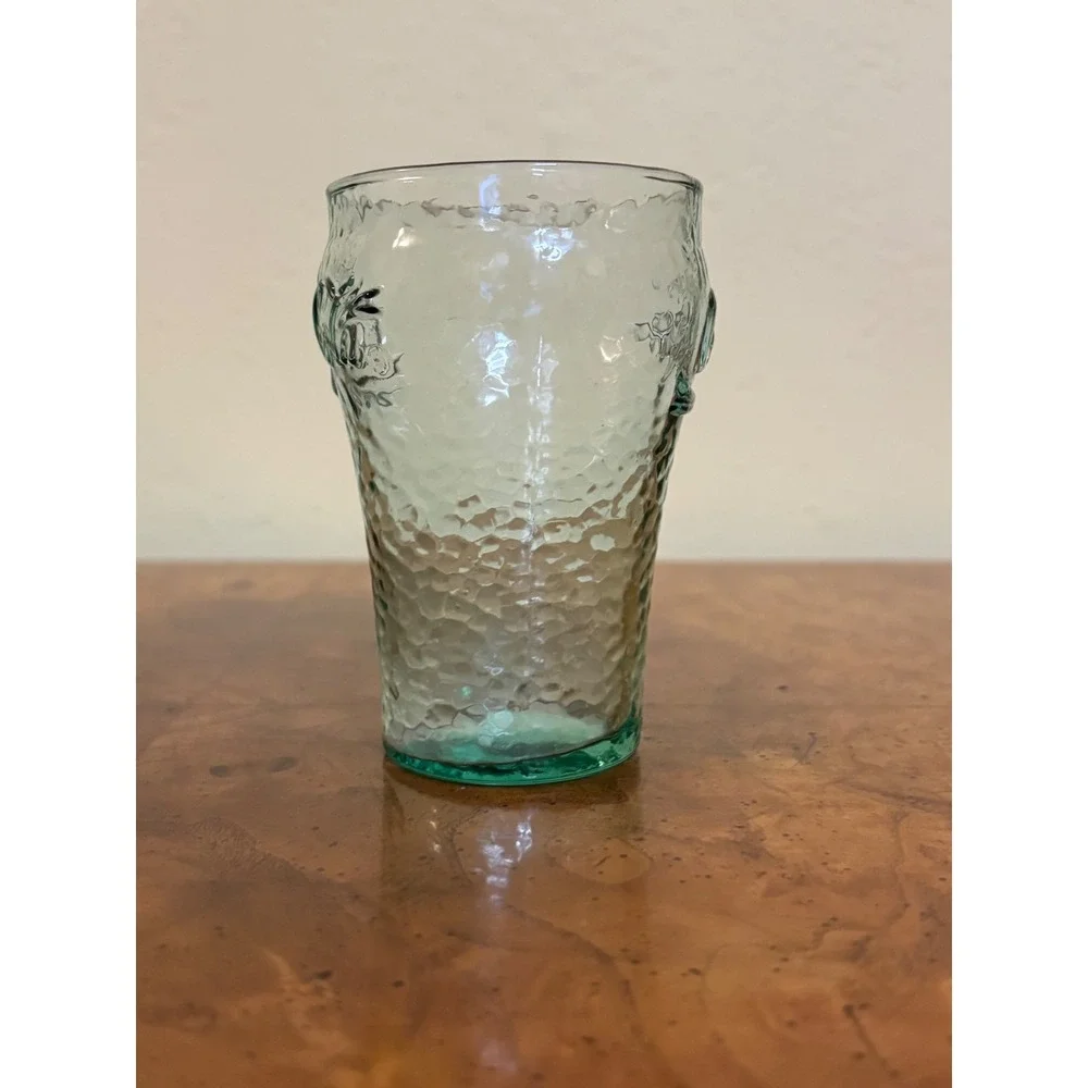 Vintage Coca Cola Mini Glass 4 Inch Georgia Green Pebbled Texture Coke Juice Cup